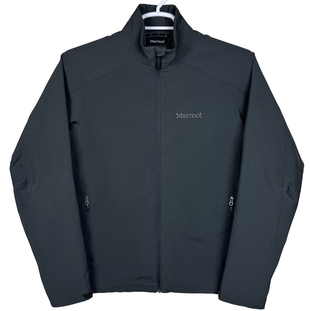 Marmot Mens Jacket Full Zip Size S Gray Softshell Mesh Fleece Lined Outdoor